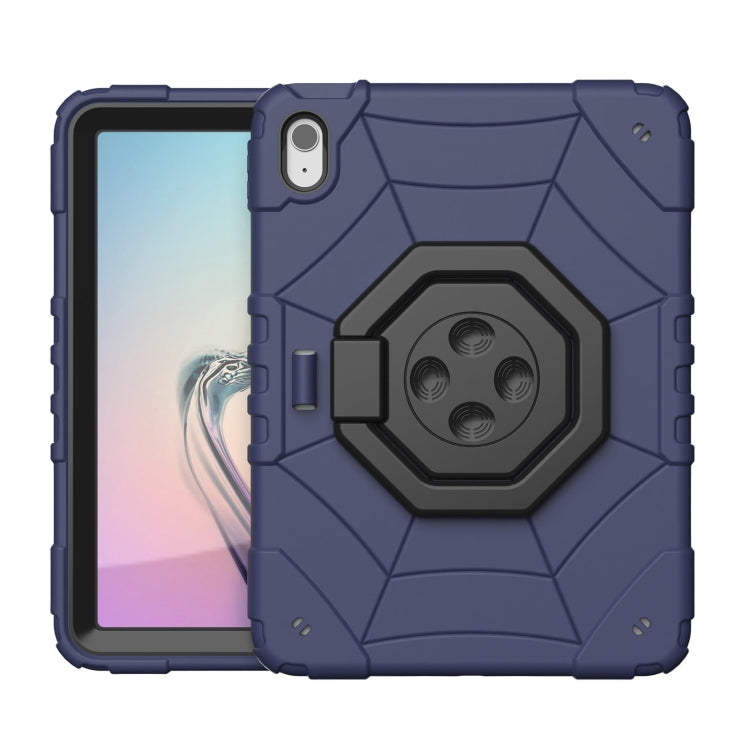 For iPad Air 11 2025 / 2024 Spider Turntable Handle Stress Relief Tablet Case(Navy Blue Black)