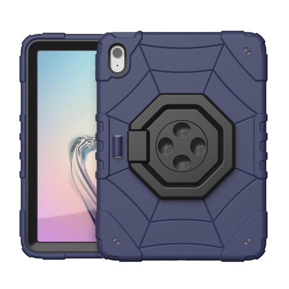 For iPad Air 11 2025 / 2024 Spider Turntable Handle Stress Relief Tablet Case(Navy Blue Black)