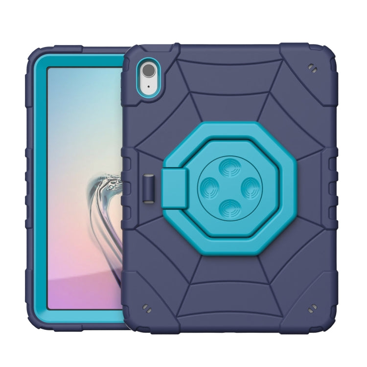 For iPad Air 11 2024 Spider Turntable Handle Stress Relief Tablet Case(Navy Blue Blue)