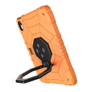 For iPad Air 11 2024 Spider Turntable Handle Stress Relief Tablet Case(Orange Black)