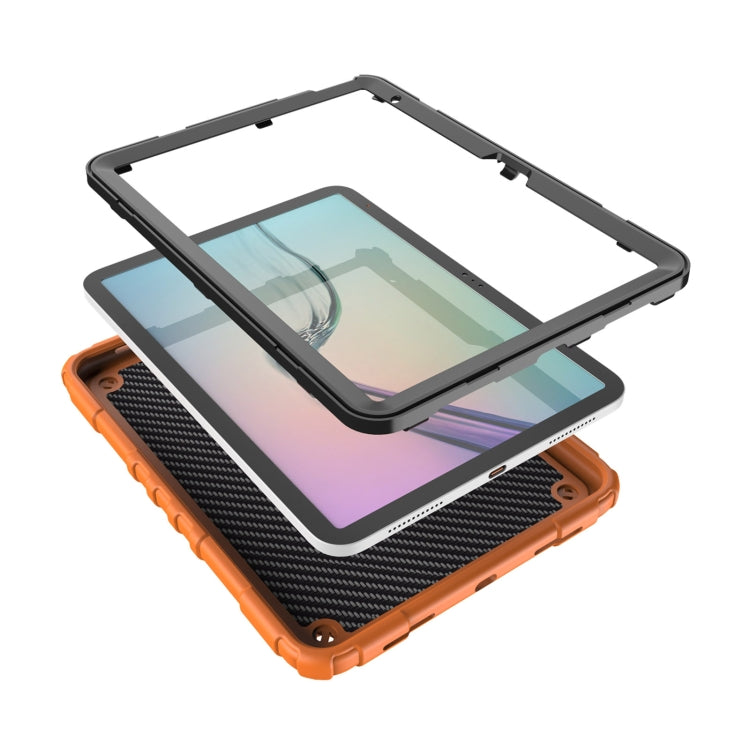 For iPad Air 11 2024 Spider Turntable Handle Stress Relief Tablet Case(Orange Black)