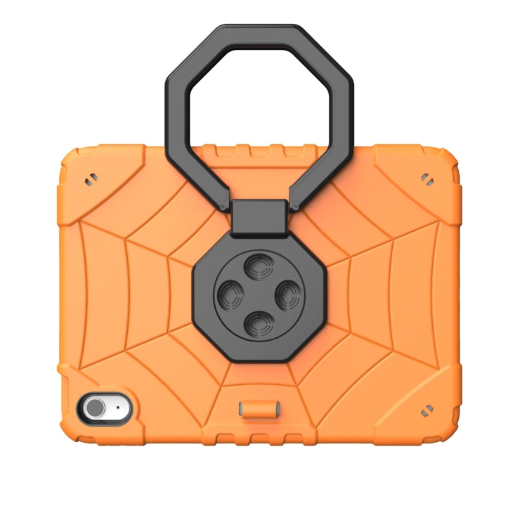 For iPad Air 11 2024 Spider Turntable Handle Stress Relief Tablet Case(Orange Black)