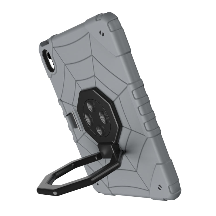 For iPad Air 11 2024 Spider Turntable Handle Stress Relief Tablet Case(Grey Black)