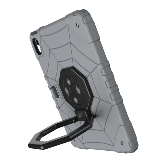 For iPad Air 11 2024 Spider Turntable Handle Stress Relief Tablet Case(Grey Black)