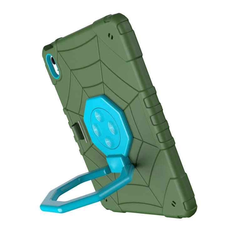 For iPad Air 11 2025 / 2024 Spider Turntable Handle Stress Relief Tablet Case(Army Green Blue)