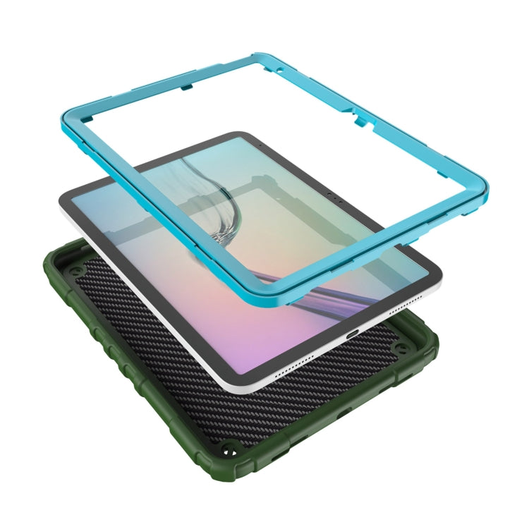 For iPad Air 11 2025 / 2024 Spider Turntable Handle Stress Relief Tablet Case(Army Green Blue)