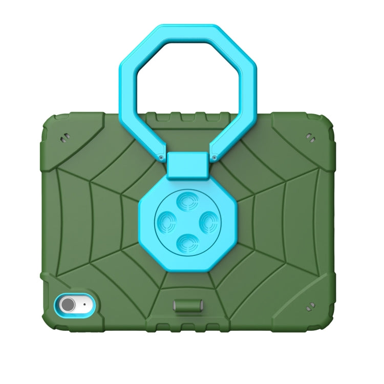 For iPad Air 11 2025 / 2024 Spider Turntable Handle Stress Relief Tablet Case(Army Green Blue)