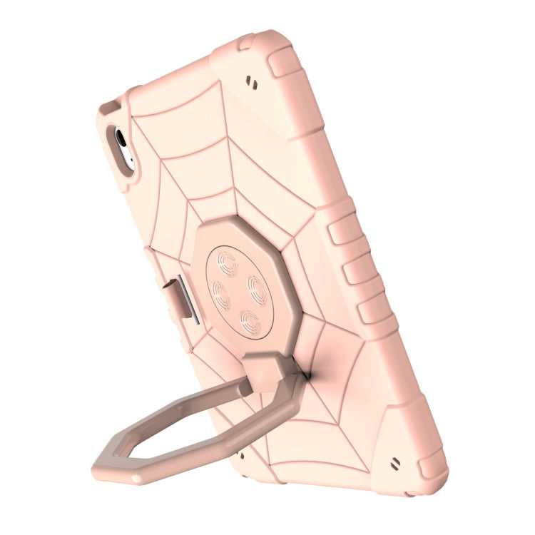 For iPad Air 11 2024 Spider Turntable Handle Stress Relief Tablet Case(Rose Gold)