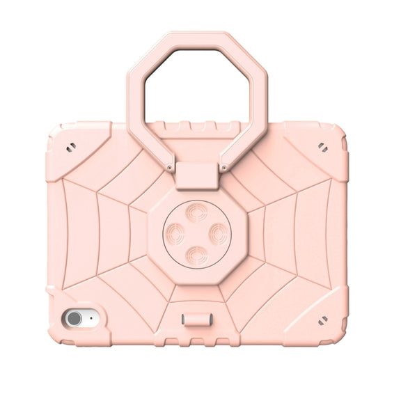 For iPad Air 11 2024 Spider Turntable Handle Stress Relief Tablet Case(Rose Gold)