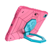 For iPad Air 11 2024 Spider Turntable Handle Stress Relief Tablet Case(Rose Red Blue)