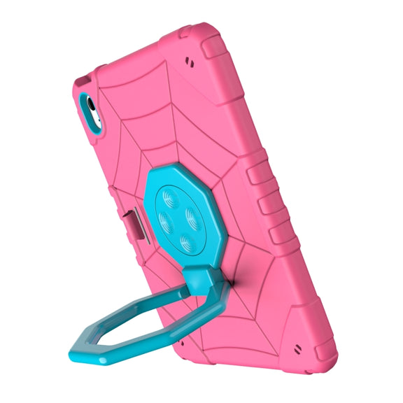 For iPad Air 11 2024 Spider Turntable Handle Stress Relief Tablet Case(Rose Red Blue)