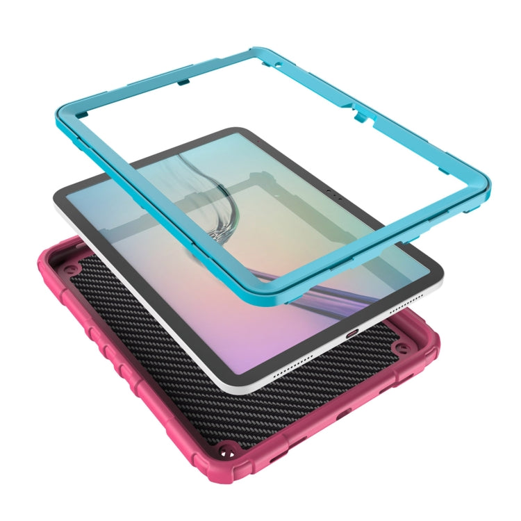For iPad Air 11 2024 Spider Turntable Handle Stress Relief Tablet Case(Rose Red Blue)