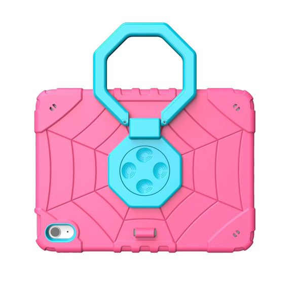 For iPad Air 11 2024 Spider Turntable Handle Stress Relief Tablet Case(Rose Red Blue)