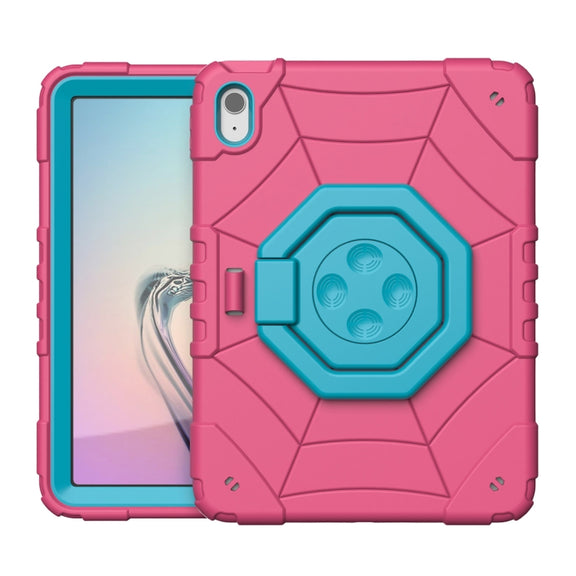 For iPad Air 11 2024 Spider Turntable Handle Stress Relief Tablet Case(Rose Red Blue)