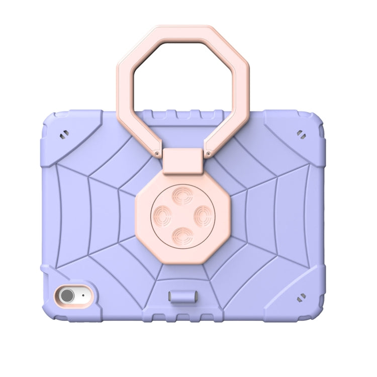 For iPad Air 11 2024 Spider Turntable Handle Stress Relief Tablet Case(Purple Gold)