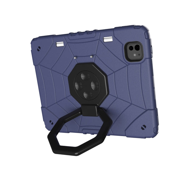 For iPad Pro 11 2024 Spider Turntable Handle Stress Relief Tablet Case(Navy Blue Black)