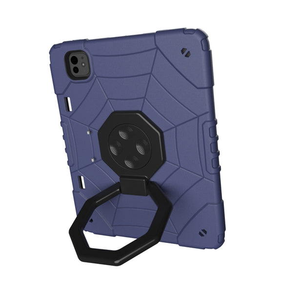 For iPad Pro 11 2024 Spider Turntable Handle Stress Relief Tablet Case(Navy Blue Black)