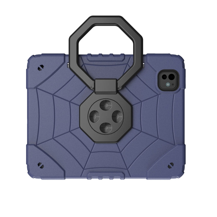 For iPad Pro 11 2024 Spider Turntable Handle Stress Relief Tablet Case(Navy Blue Black)
