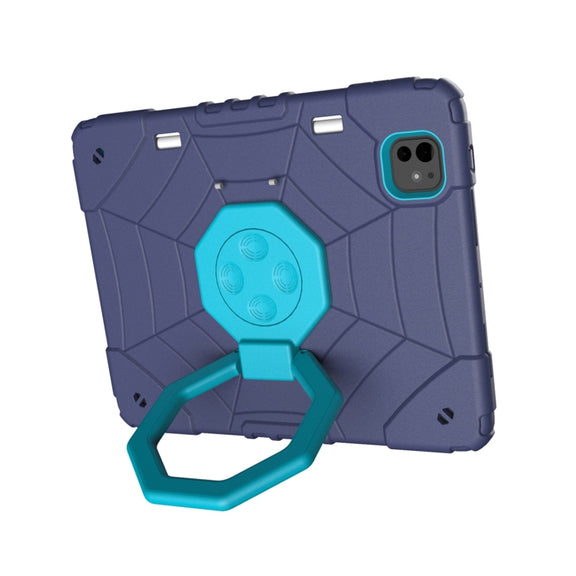 For iPad Pro 11 2024 Spider Turntable Handle Stress Relief Tablet Case(Navy Blue Blue)