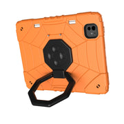 For iPad Pro 11 2024 Spider Turntable Handle Stress Relief Tablet Case(Orange Black)