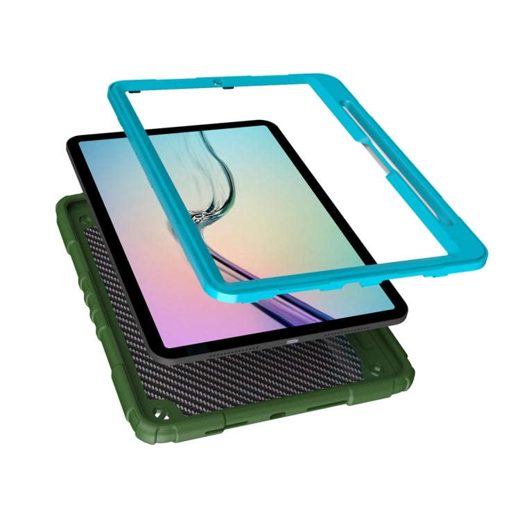 For iPad Pro 11 2024 Spider Turntable Handle Stress Relief Tablet Case(Army Green Blue)