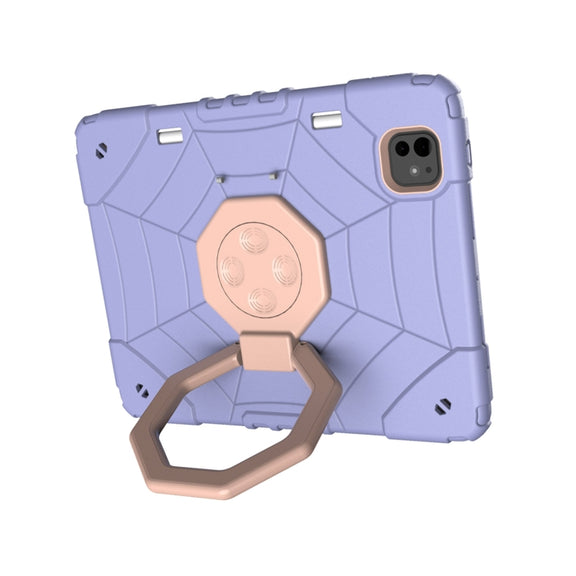 For iPad Pro 11 2024 Spider Turntable Handle Stress Relief Tablet Case(Purple Gold)
