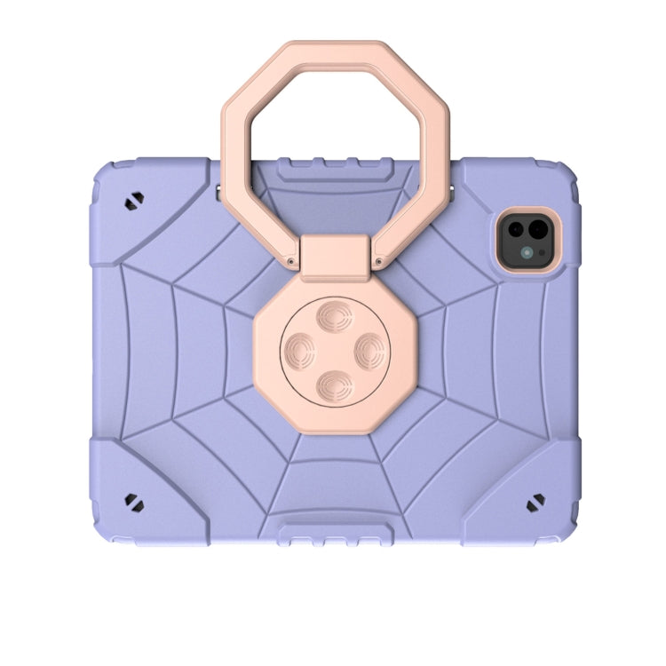 For iPad Pro 11 2024 Spider Turntable Handle Stress Relief Tablet Case(Purple Gold)