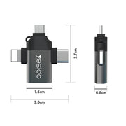 Yesido GS15 3 in 1 USB to USB-C / Type C + Micro USB + 8 Pin OTG Adapter(Black)
