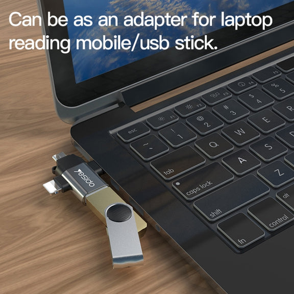 Yesido GS15 3 in 1 USB to USB-C / Type C + Micro USB + 8 Pin OTG Adapter(Black)