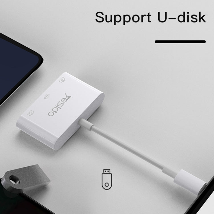 Yesido GS17 USB-C / Type-C to Dual USB + USB-C / Type-C OTG Adapter(White)