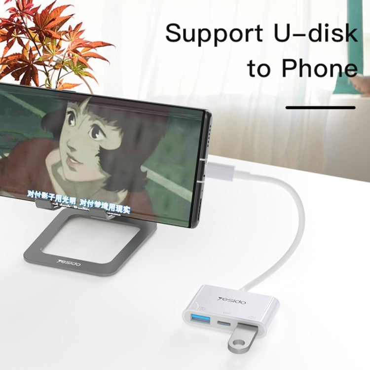 Yesido GS17 USB-C / Type-C to Dual USB + USB-C / Type-C OTG Adapter(White)