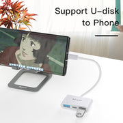 Yesido GS17 USB-C / Type-C to Dual USB + USB-C / Type-C OTG Adapter(White)