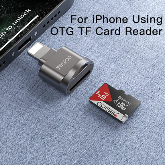 Yesido GS18 8 Pin to TF Card OTG Mini Card Reader(Black)