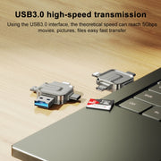 Yesido GS23 USB 3.0 to USB-C / Type-C, Micro USB, 8 Pin 4 in 1 Card Reader(Gold)