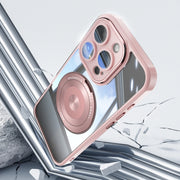 For iPhone 16 Pro 360 Holder Magsafe Acrylic Hybrid TPU Phone Case(Pink)