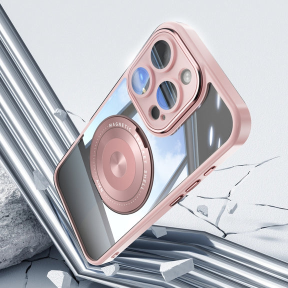 For iPhone 16 Pro 360 Holder Magsafe Acrylic Hybrid TPU Phone Case(Pink)