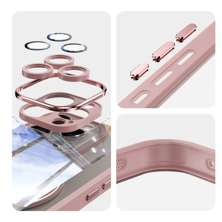 For iPhone 16 Pro 360 Holder Magsafe Acrylic Hybrid TPU Phone Case(Pink)