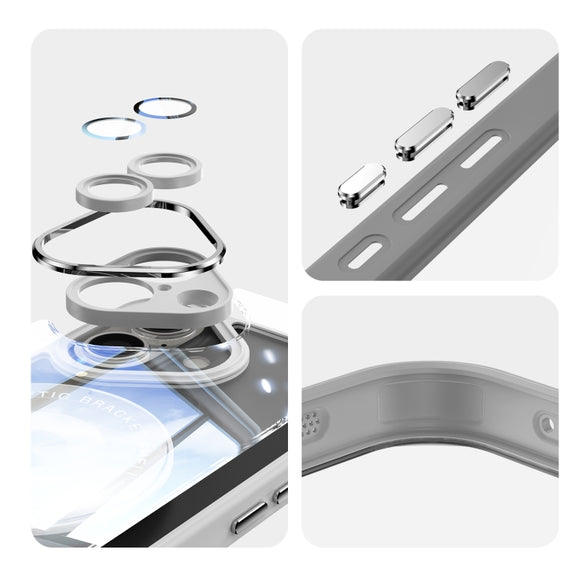For iPhone 16 Plus 360 Holder Magsafe Acrylic Hybrid TPU Phone Case(Grey)