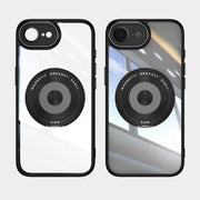 For iPhone 16e 360 Holder Magsafe Acrylic Hybrid TPU Phone Case(Black)