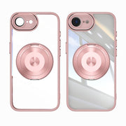 For iPhone 16e 360 Holder Magsafe Acrylic Hybrid TPU Phone Case(Pink)