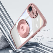 For iPhone 16e 360 Holder Magsafe Acrylic Hybrid TPU Phone Case(Pink)