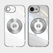For iPhone 16e 360 Holder Magsafe Acrylic Hybrid TPU Phone Case(Grey)