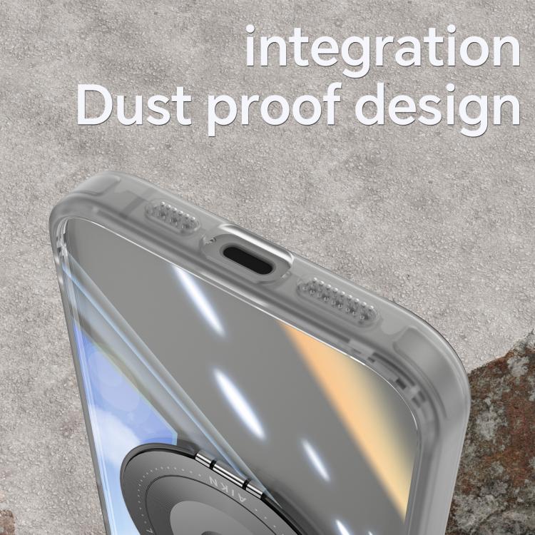 For iPhone 16e 360 Holder Magsafe Acrylic Hybrid TPU Phone Case(Grey)