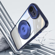 For iPhone 16e 360 Holder Magsafe Acrylic Hybrid TPU Phone Case(Blue)