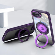 For iPhone 16e 360 Holder Magsafe Acrylic Hybrid TPU Phone Case(Purple)