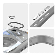 For iPhone 16e 360 Holder Magsafe Acrylic Hybrid TPU Phone Case(Frosted White)