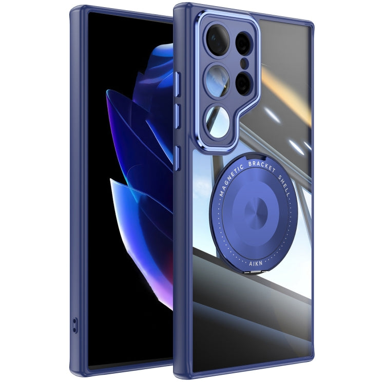 For Samsung Galaxy S25 Ultra 5G 360 Holder MagSafe Acrylic Hybrid TPU Phone Case(Blue)