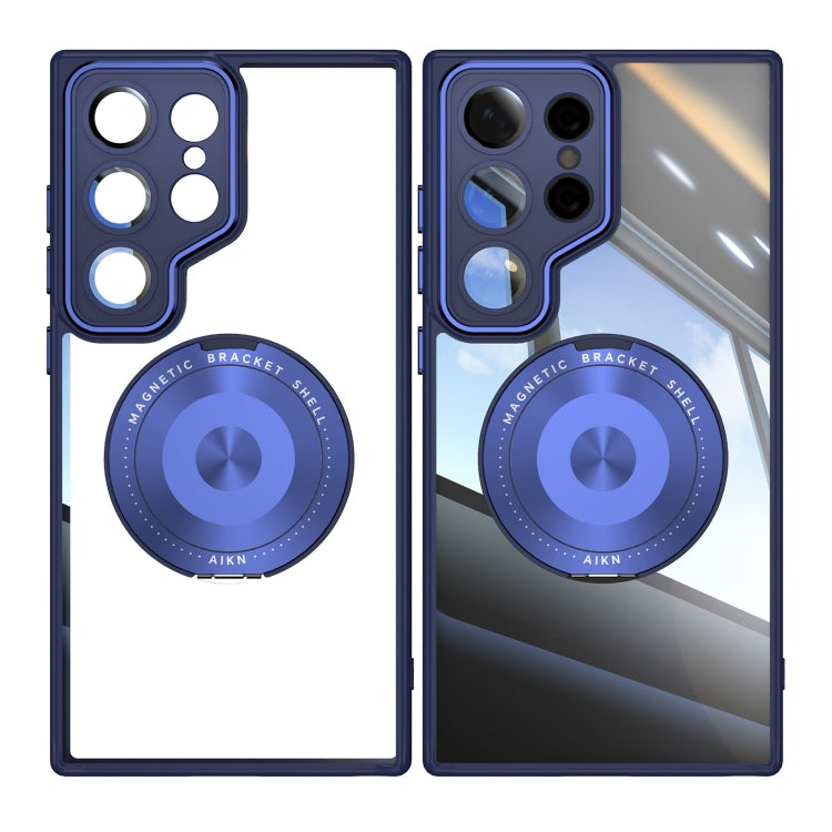 For Samsung Galaxy S25 Ultra 5G 360 Holder MagSafe Acrylic Hybrid TPU Phone Case(Blue)