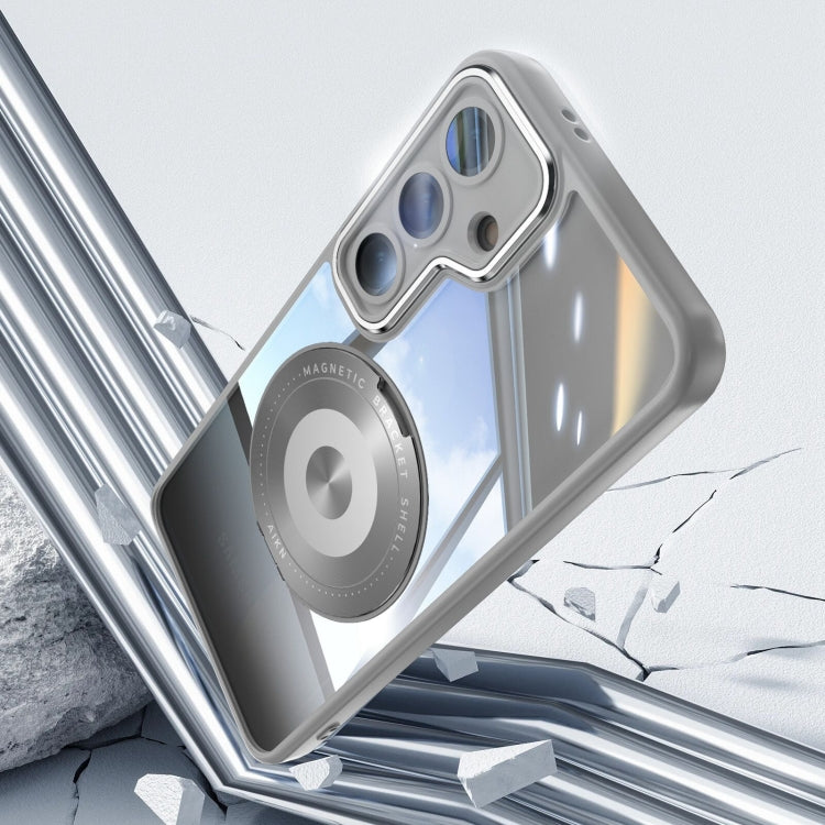 For Samsung Galaxy S25+ 5G 360 Holder MagSafe Acrylic Hybrid TPU Phone Case(Grey)
