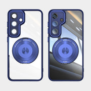 For Samsung Galaxy S25+ 5G 360 Holder MagSafe Acrylic Hybrid TPU Phone Case(Blue)